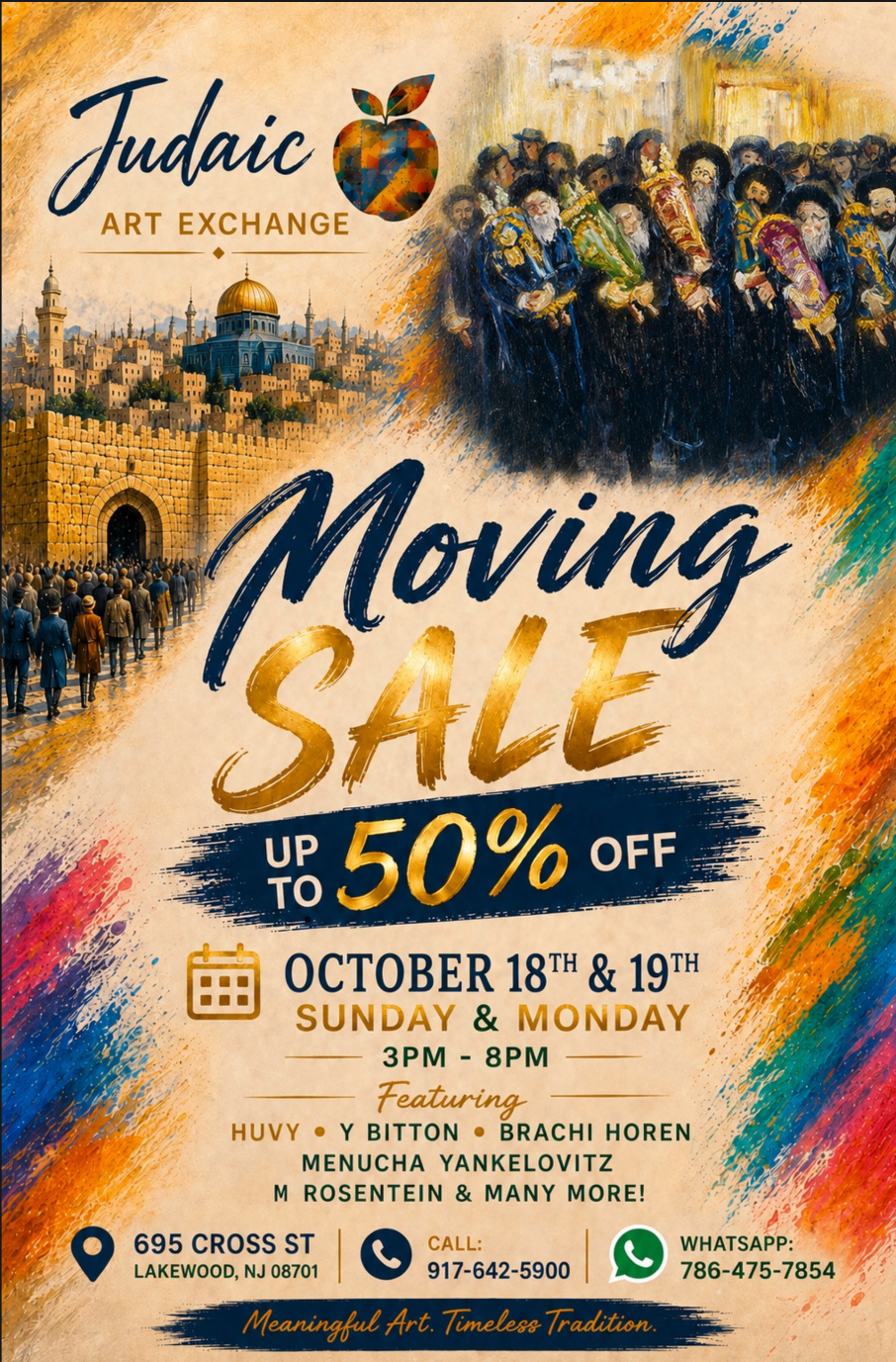 Judaic Art Exchange Moving Sale — Lakewood NJ — October 18–19